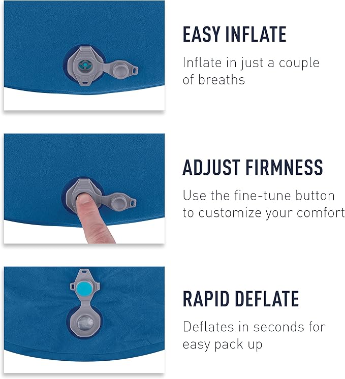 Sea to Summit Aeros Premium Inflatable Travel Pillow, Deluxe, Navy Blue