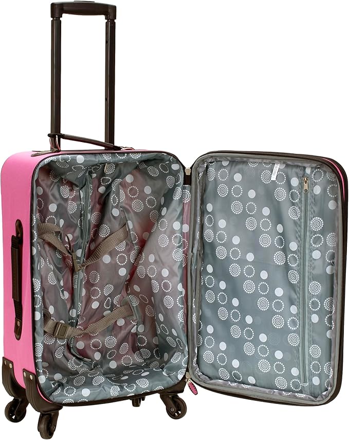 Rockland Pasadena Softside Spinner Wheel Luggage, Pink, Carry-On 20-Inch