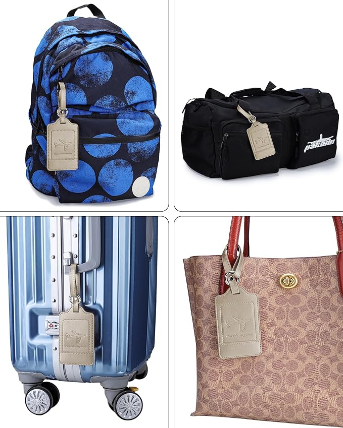 Teskyer Luggage Tags, 3 Pack Premium PU Leather Luggage Tags Privacy Protection Travel Bag Labels Suitcase Tags