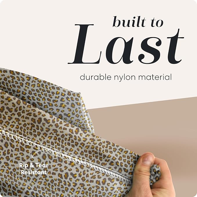Nylon XL Laundry Bag - Locking Drawstring Closure, Machine Washable, These Large Bags Will Fit a Laundry Basket and Strong Enough to Carry up to Two Loads of Clothes (Leopard | 30" x 40")