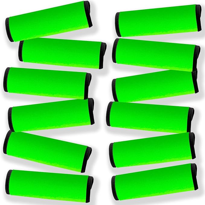 Luggage Handle Wrap 12 Pack-Bulk Luggage Handle Wraps For Suitcases Neoprene Handle Wraps/Cover/Grips For Carry on/Bag/Car Travel Accessories For Luggage (Green 4.0)