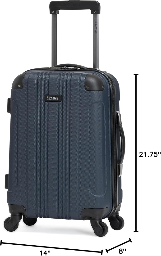 Kenneth Cole REACTION Out of Bounds Lightweight Hardshell 4-Wheel Spinner Luggage, Naval, 20-Inch Carry On