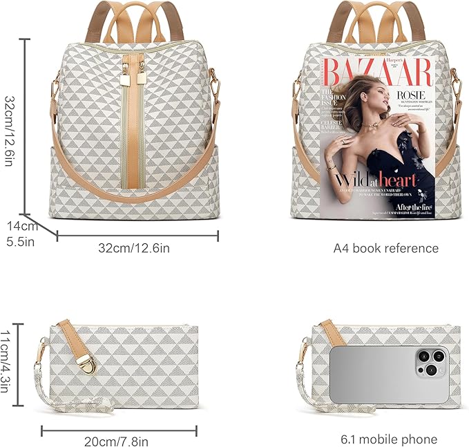 Makes Backpack Purse for Women PU Leather Travel Satchel Handbag Convertible Design Bag with Purse 2 Piece