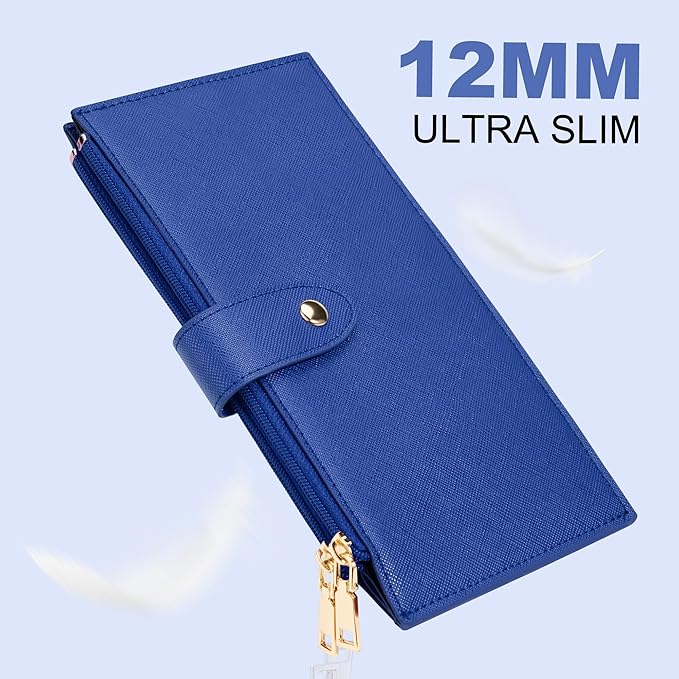 Travelambo RFID Wallet Women Large Size Bifold Multi Card Wallet Case with Zipper Pocke Credit Card Holder for Women