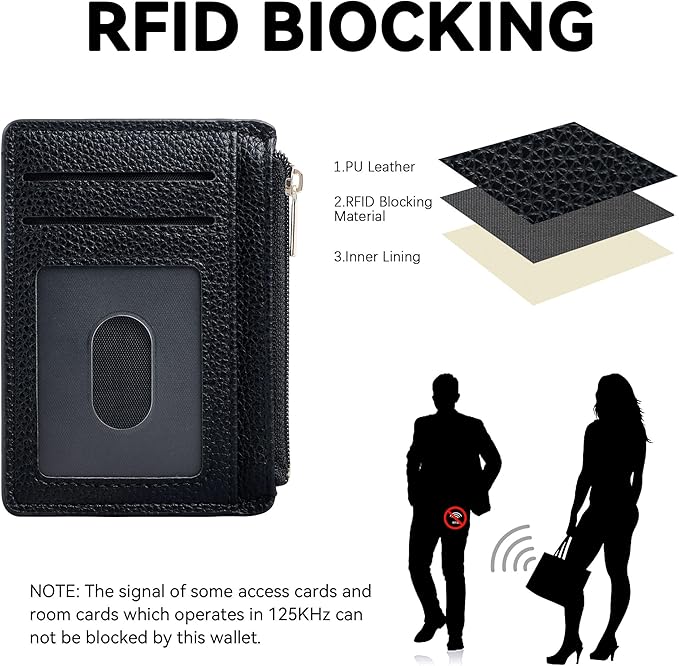 Tipmile Credit Card Holder for Women Slim Minimalist Front Pocket RFID Blocking Wallet Small Compact Card Case with ID Window, Classic Black