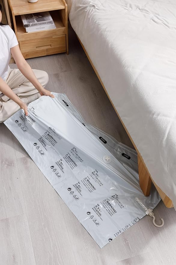 Vacuum Storage Bags for Clothing - NeatNest 6 Pack Space Saver Garment Bags with Hangers, 3 Medium + 3 Large, Vacuum or Hand Press Compression, Airtight for Closet Organization, PE+PA Material