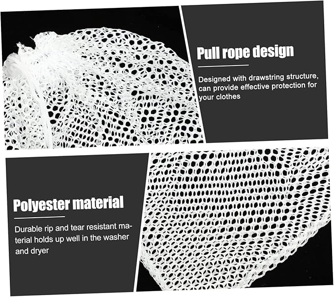 Mesh Laundry Bags with Drawstring - 12"x18" Clear Breathable Mesh Storage Bags for Clothes, Delicates & Travel Essentials - Small White Bags for Organizing Underwear, Socks, Baby Clothes