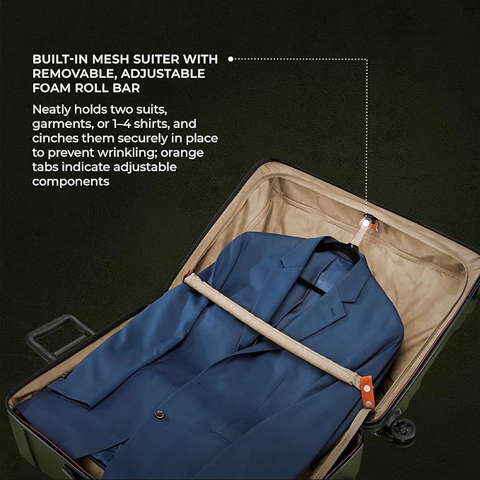Briggs & Riley 30" Large Spinner - Checked Luggage for Travel, Suitcases with Wheels, Hardside Rolling Bag for Men & Women, Self-Repairing Zipper - Torq Collection, Hunter Green