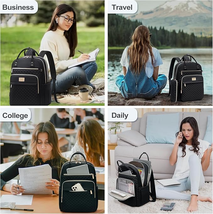 Tealari Laptop Backpack for Women,15.6 Inch Laptop Backpack for Work,Water Resistant Travel Backpack,College Bookbag with Wallet