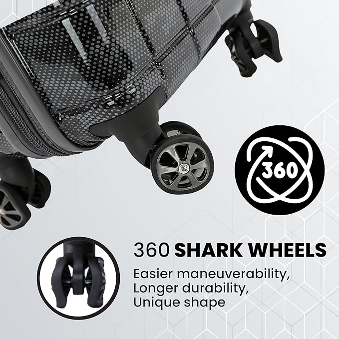 Spyder Matrix 20 Inch Expandable Hardside Upright Suitcase with 360° Spinner Wheels, TSA Approved Lock, Gray/Black