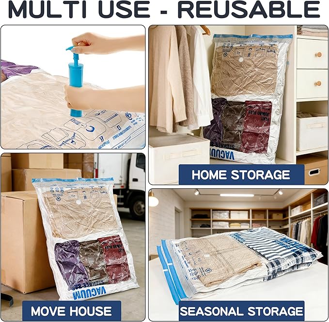 XXL Jumbo Vacuum Storage Bags, 47''X35'' Extra Large Space Bags for Blanket, Bedding, Comforters (6-XXL)