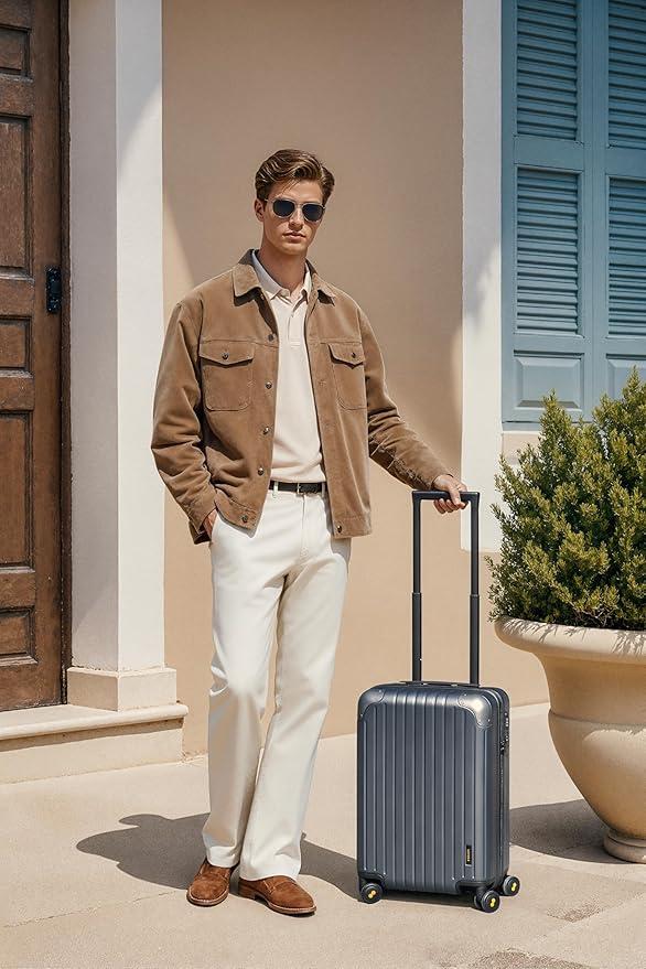 LEVEL8 Carry on Luggage Airline Approved, Hardshell Suitcases with Spinner Wheels, Lightweight PC Luggage, 20 inch, Gray
