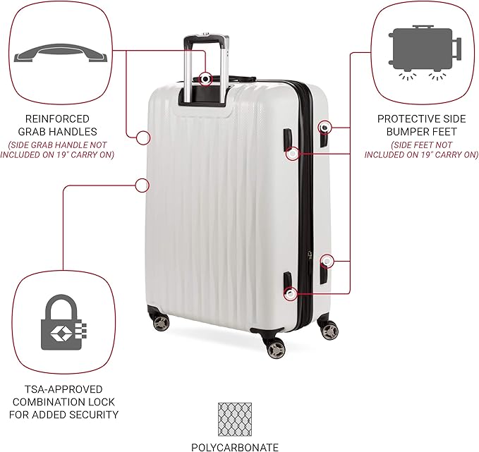 SwissGear 7272 Energie Expandable Hardside Luggage with Spinner Wheels and TSA Lock, White, 2-Piece Set (19/27)