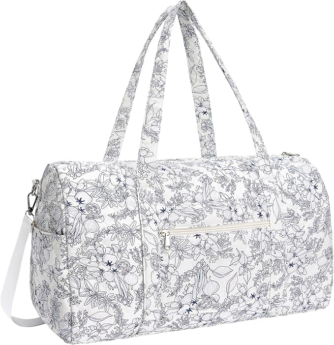 Duffle Bag, Gym Bag for Women, Quilted Duffle Bags, Travel Large Capacity Floral Weekender Bags