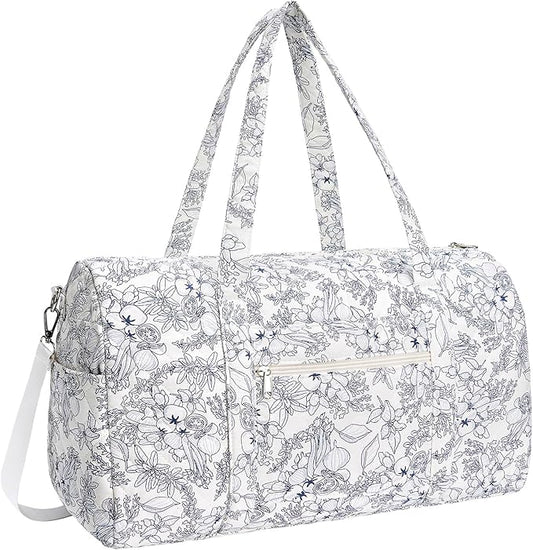 Duffle Bag, Gym Bag for Women, Quilted Duffle Bags, Travel Large Capacity Floral Weekender Bags