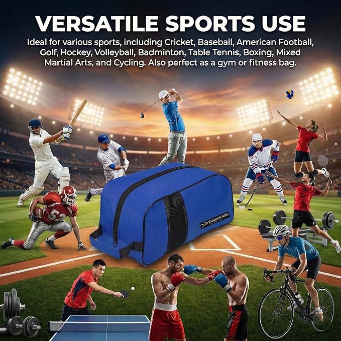 Waterproof Sports Boot/Shoe/Travel Bag for Football Cricket Rugby Golf Toiletry Gym for Boy/Girl Men/Women (Multi Colors) (Blue)