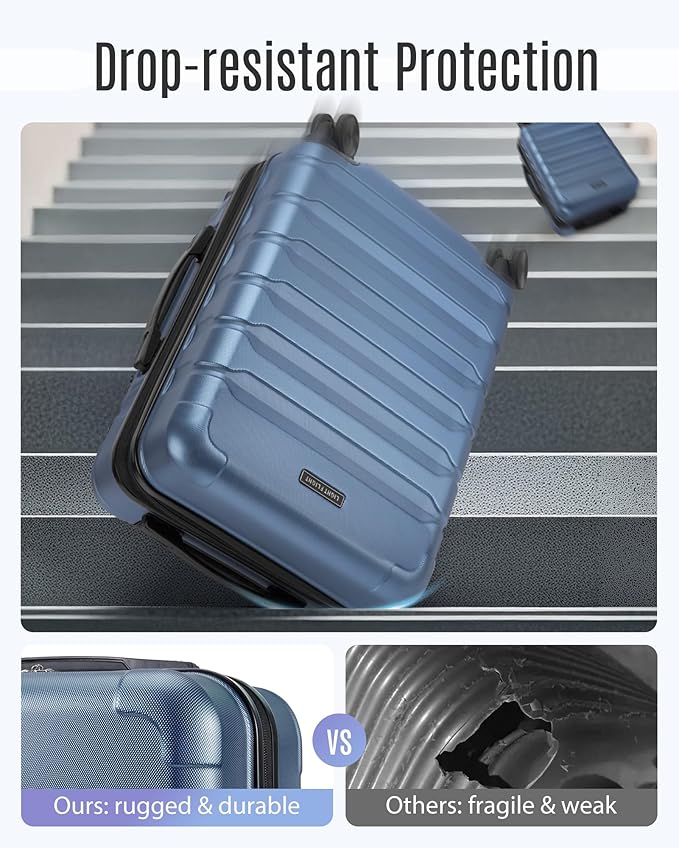 LIGHT FLIGHT Carry On Luggage 22x14x9 Airline Approved, Expandable Carry On Suitcases with Wheels, Lightweight Luggage, Durable Hard Shell 20 Inch Rolling Suit Case for Men Women Travel,Royal Blue