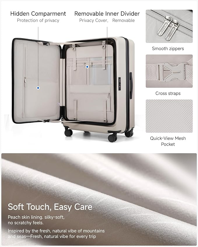 LUGGEX Checked Suitcase Top Opening, FLT Expandable Polycarbonate Hard Shell Suitcase with Wheels (FX-Lite, Beige, 30 Inch, 105L-115L)