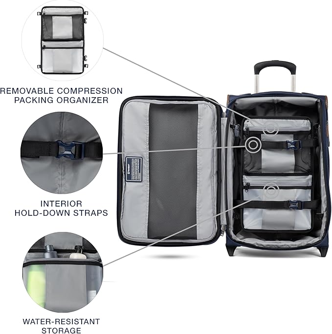 Travelpro Crew Classic Lightweight Softside Expandable Carry on Luggage, 2 Wheel Upright Rollaboard Suitcase, Men and Women, Carry On 22-Inch, Patriot Blue