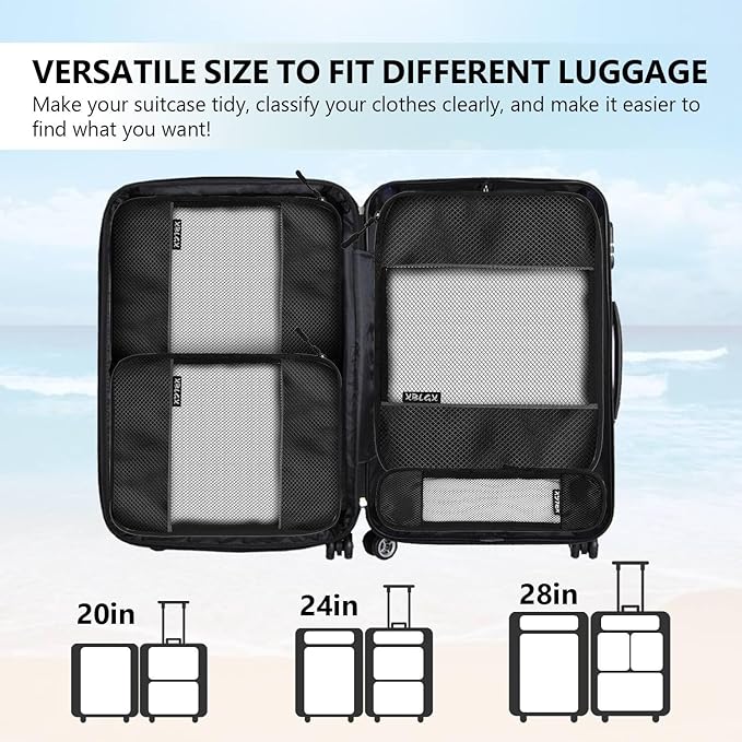 Compression Packing Cubes for Suitcases,5 Set Travel Essentials, Lightweight Luggage Organizer Bags, Travel Cubes for Carry on