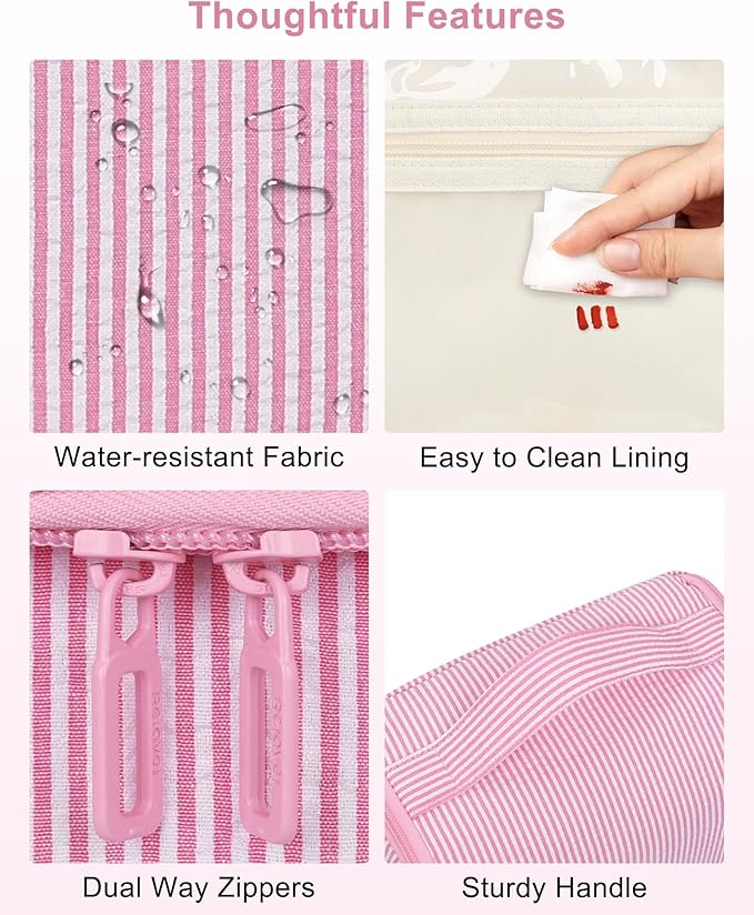 Relavel Hanging Toiletry Bag for Women, Travel Makeup Bag Cosmetic Organizer Toiletries Shower Bag for Travel Essentials, Accessories, Cute Gifts for Girls, Pink