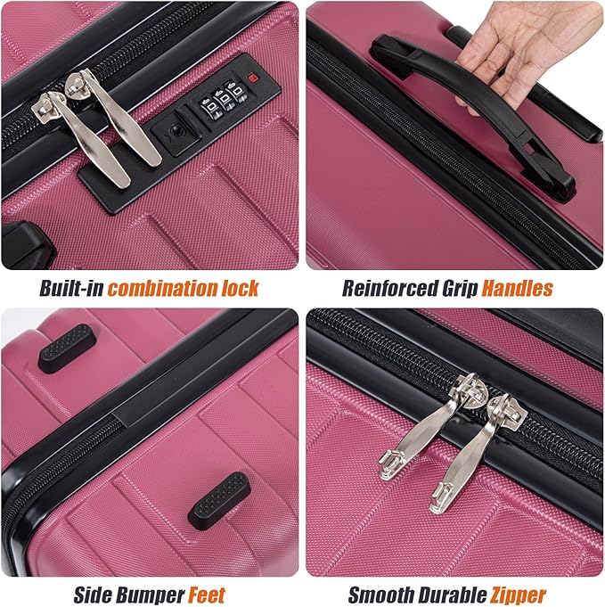 Luggage Sets 5 Piece Suitcases with Wheels, Suitcase Set ABS Hard Case Luggage with Spinner Wheels Durable Travel Luggage