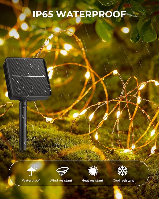 Solar String Lights, 4 Packs Total 132Ft 400 LED Fairy Lights Warm White | IP65 Waterproof Twinkle Lights with 8 Modes, Patio Lights for Tree Outside Patio Yard Party Wedding Christmas Decoration