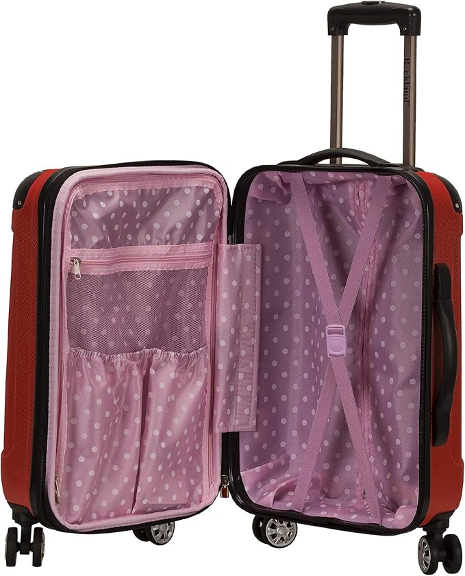 Rockland London Hardside Spinner Wheel Luggage, Red, 3-Piece Set (20/24/28)