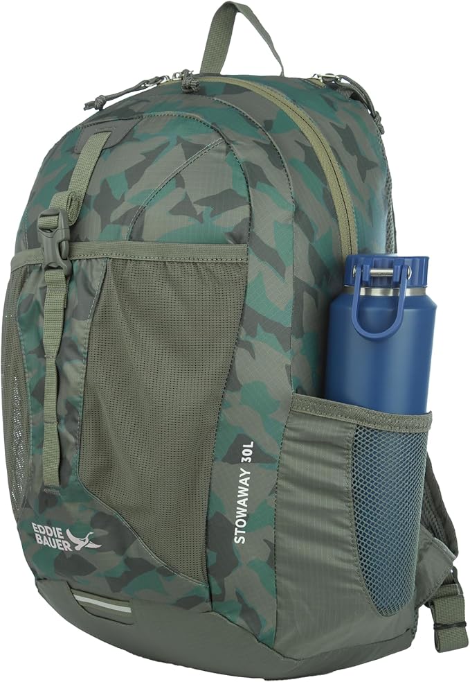 Eddie Bauer Stowaway Packable Backpack | Travel | Outdoor | Lightweight | Foldable | Durable | Ripstop Polyester | 30L - Sprig Green