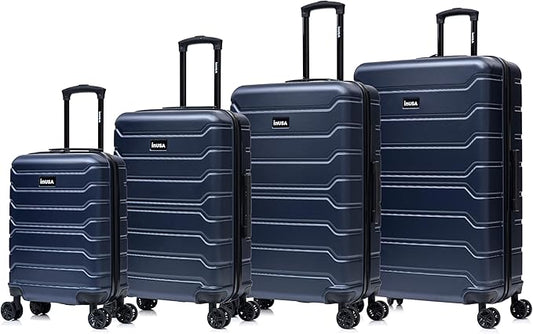InUSA TREND Luggage with Spinner Wheels | Durable Lightweight Hardside Suitcase, Travel Sets with Handle and Trolley | (20in, 24in, 28in, 32in) 4 Piece Set | Blue