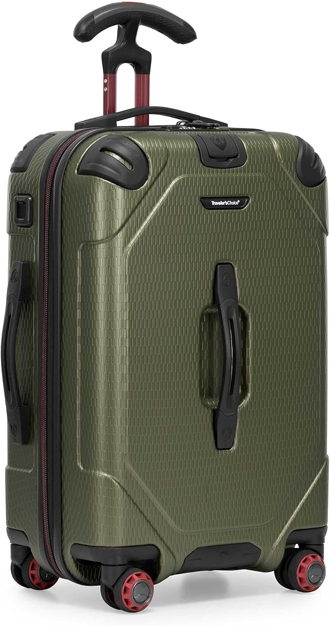 Traveler's Choice Maxporter II Polycarbonate Hardside Trunk with Spinner Wheels, Green, 22-Inch Carry-on Luggage