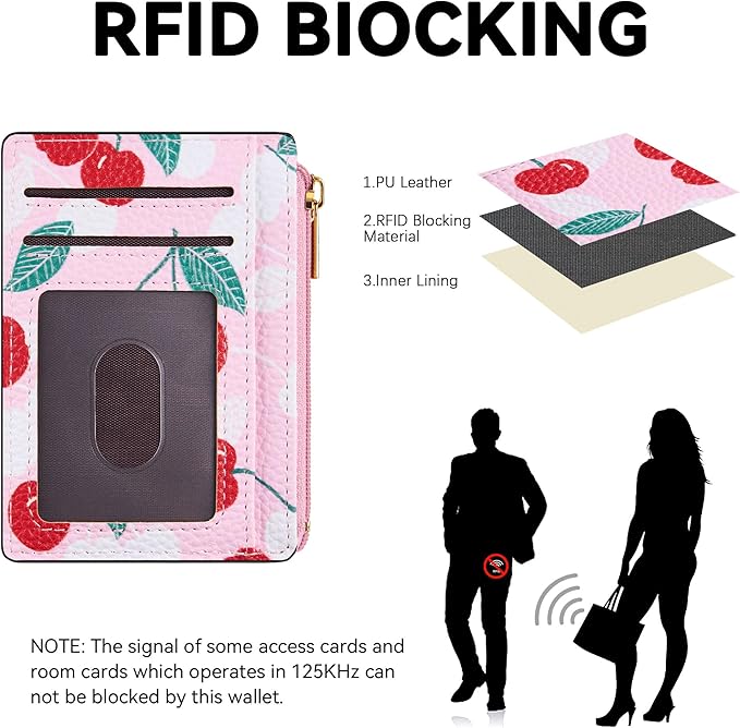 Tipmile Credit Card Holder for Women Slim Minimalist Front Pocket RFID Blocking Wallet Small Compact Card Case with ID Window, Cherry Berry