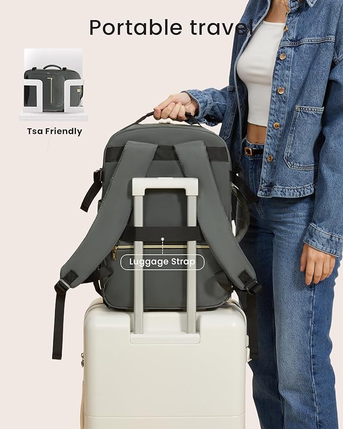 LOVEVOOK 40L Large Travel Backpack for Women Men, 17 Inch Carry on Backpack for Traveling on Airplane, Personal Item Travel Bag Airline Approved, Business Causal Weekender Backpack, Grey Green-Black