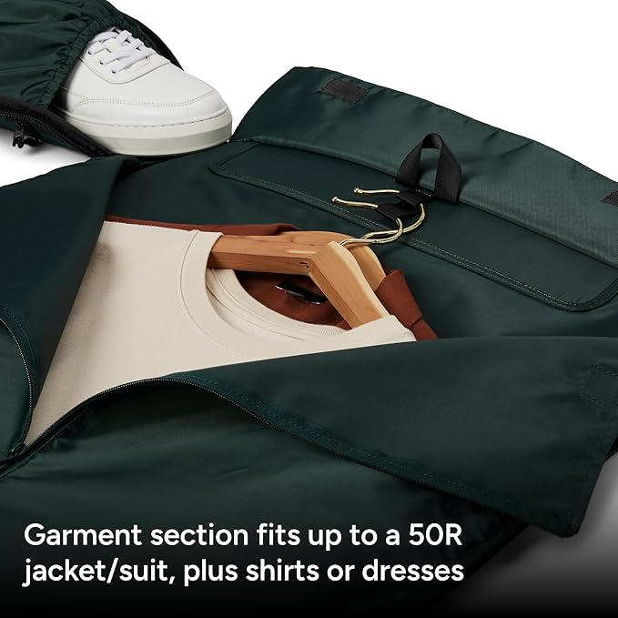 Halfday Convertible 2-in-1 Garment Duffel Weekender Bag 45L | Wrinkle-Free Travel, Hanging Suit Compartment, Shoe Pockets, Trolley Sleeve. Durable & Water-Resistant Carry-on, Hunter