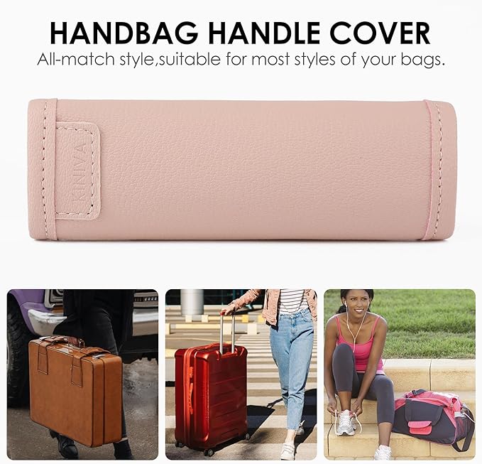 KINIVA Leather Luggage Handle Wrap 4 Pack Set,Luggage Identifiers Tags Markers for Luggage Suitcase,Travel Accessories(pink-4pcs)