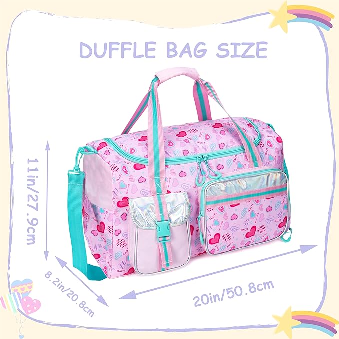 Kids Duffle Bag Girls Women Travel Bag Gifts Overnight Bags for Girls Women Kids Gym Dance Bags with Shoes Compartment
