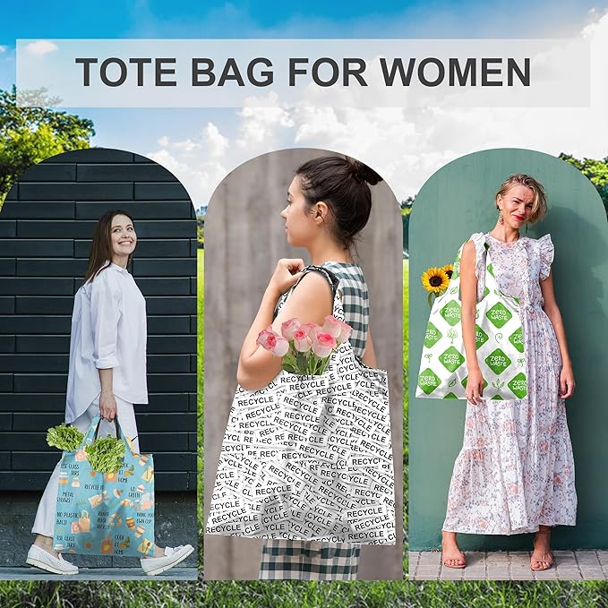 BeeGreen Zero WasteReusable Grocery Bags Tote Bags Bulk Gift for Women Large Shopping Basket Gift Bag Bulk Foldable Organizer with Handles Cloth Heavy Duty Washable Packable Collapsible