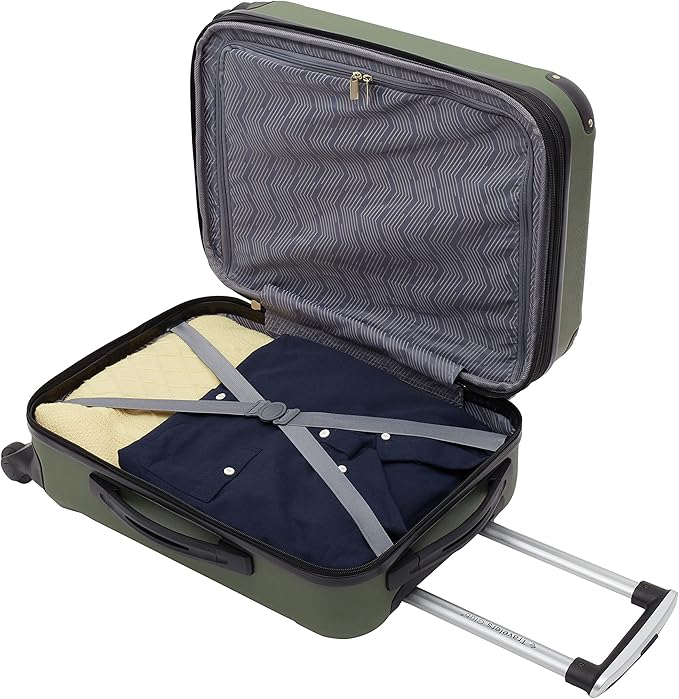 Travelers Club Chicago Hardside Expandable Spinner Luggage, Thyme Green, 22" Carry-On