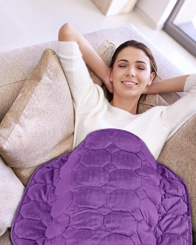 Topblan Weighted Lap Blanket 7lbs for Adults, Small Weighted Blanket Throw for Napping, Relaxation, Calming and Travel, Skin Friendly & Machine Washable for All-Season, Dark Purple 24x29 inches