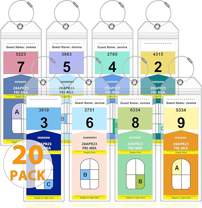 20 Pack Luggage Tags Travel Essentials & Cruise Essentials for NCL, Princess, Carnival, Royal Caribbean & Celebrity Cruise Ships by SEAVILIA