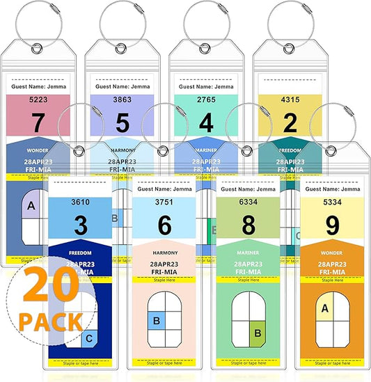 20 Pack Luggage Tags Travel Essentials & Cruise Essentials for NCL, Princess, Carnival, Royal Caribbean & Celebrity Cruise Ships by SEAVILIA