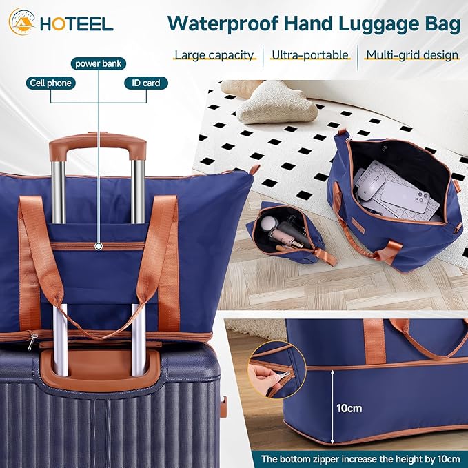 Hoteel Luggage Set 6 Piece, 4-Year Warranty, PC+ABS Suitcases with Wheels Hard Shell Suitcase with TSA Lock, Including Waterproof Luggage Bag, Travel Maletas for Men and Women, Blue(16/20/24/28Inch)
