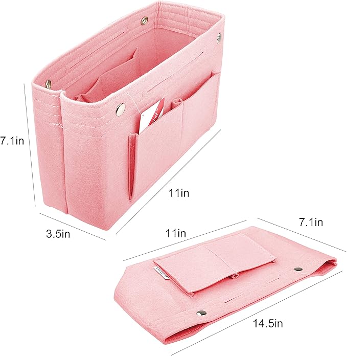 Vercord Felt Purse Tote Organizer Insert Divider Inside Handbag for Women Medium Pink