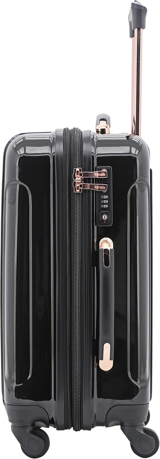 kensie 3 Piece "Alma" Light Metallic Style TSA-Lock Spinner Luggage Set, Midnight Black Option