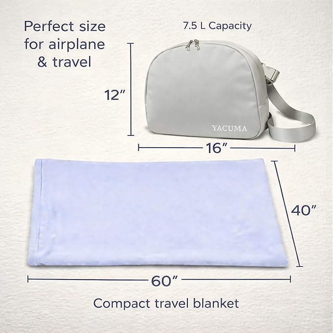 Travel Blanket Airplane – Ultra Soft Flannel 40”x60”, Cozy Compact Blanket with Organizer Bag, Lightweight Comfort for Flights & Home