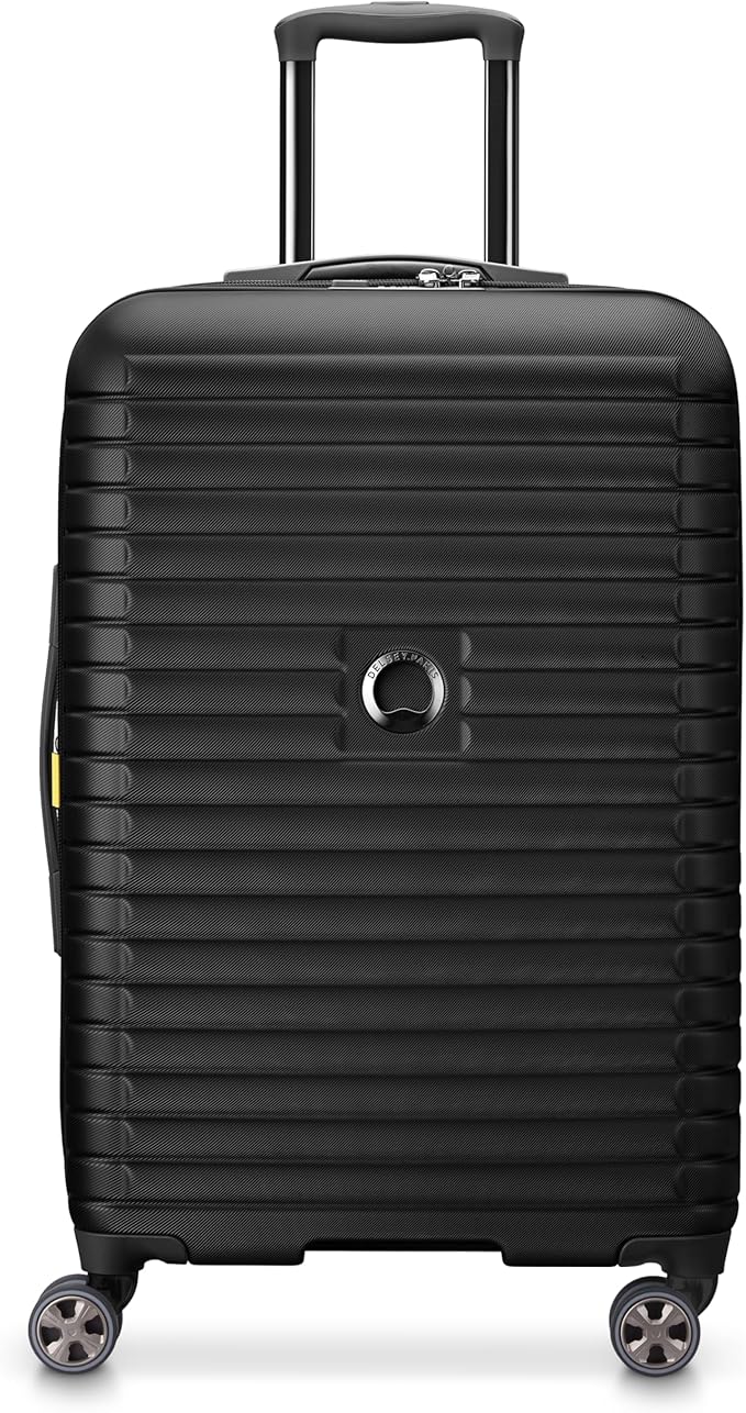 DELSEY PARIS Cruise 3.0 Hardside Expandable Luggage with Spinner Wheels, Black, Checked-Medium 24 Inch