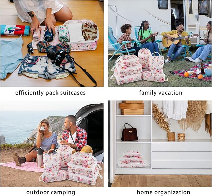 6 Pcs Compression Packing Cubes for Travel, Waterproof Luggage Organizer Washable Storage Bags Set - Packaging Cubes for Backpack Travel and Carry-Ons