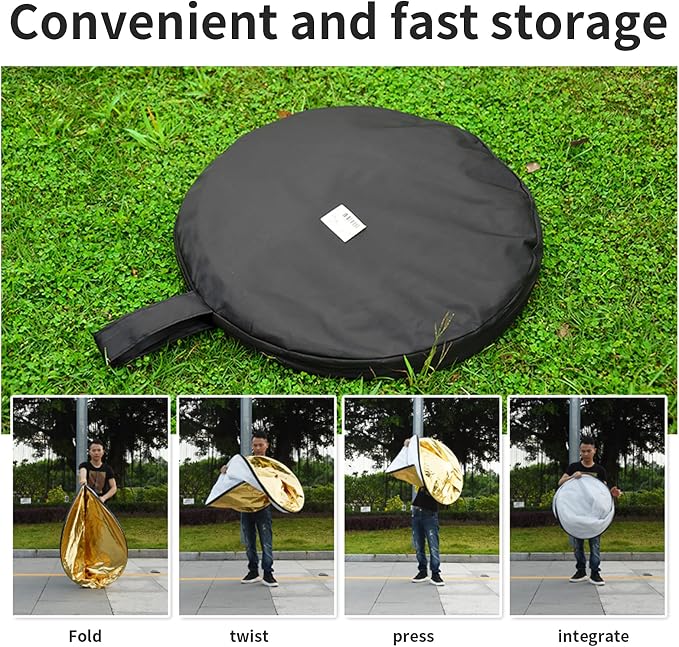 Godox 35"x47"/90x120cm Collapsible Oval Photography Light Reflector | 5-in-1 Multi-Disc Foldable Diffuser with Carrying Bag - Gold, Silver, Black, White, Translucent for Studio & Outdoor Lighting