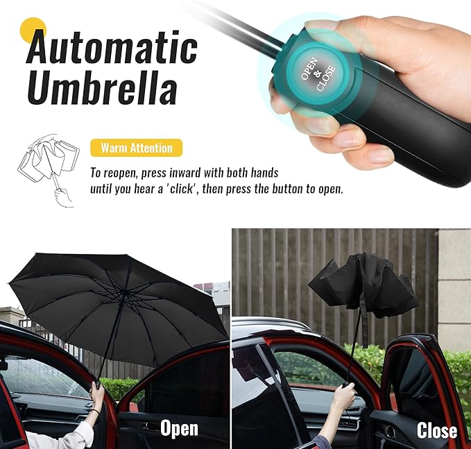 Conlun Travel Inverted Umbrella Compact Windproof- Automatic reverse Umbrellas for Rain - Folding Portable 10 Ribs Large Umbrella