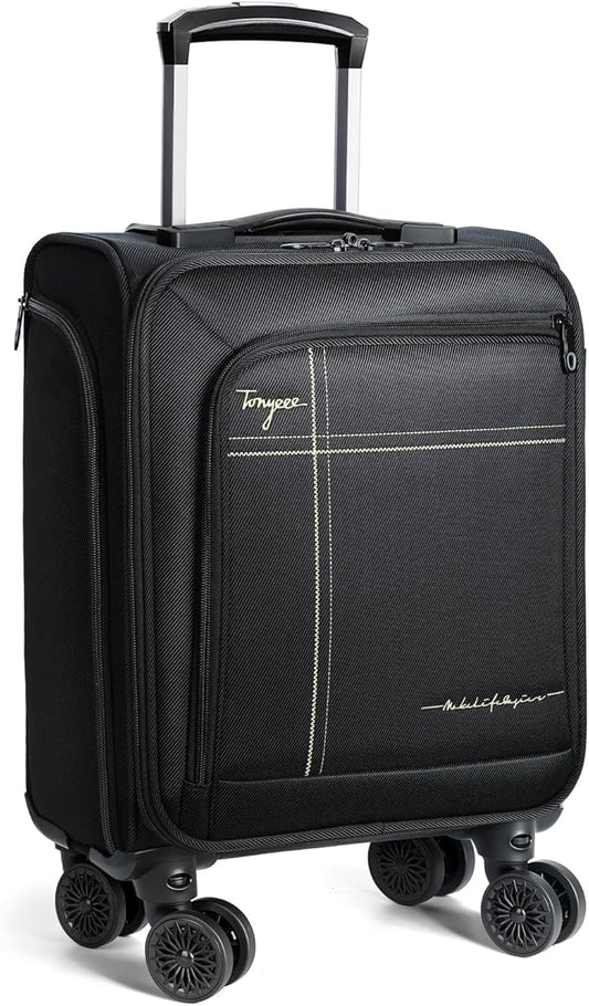 Softside Carry on Luggage 22x14x9 Airline Approved, 19 Inch Carry-on Luggage with Spinner Wheels, Water-Resistant Small Suitcase for Women Men Travel Business (Black, 19 inch_Carry on)